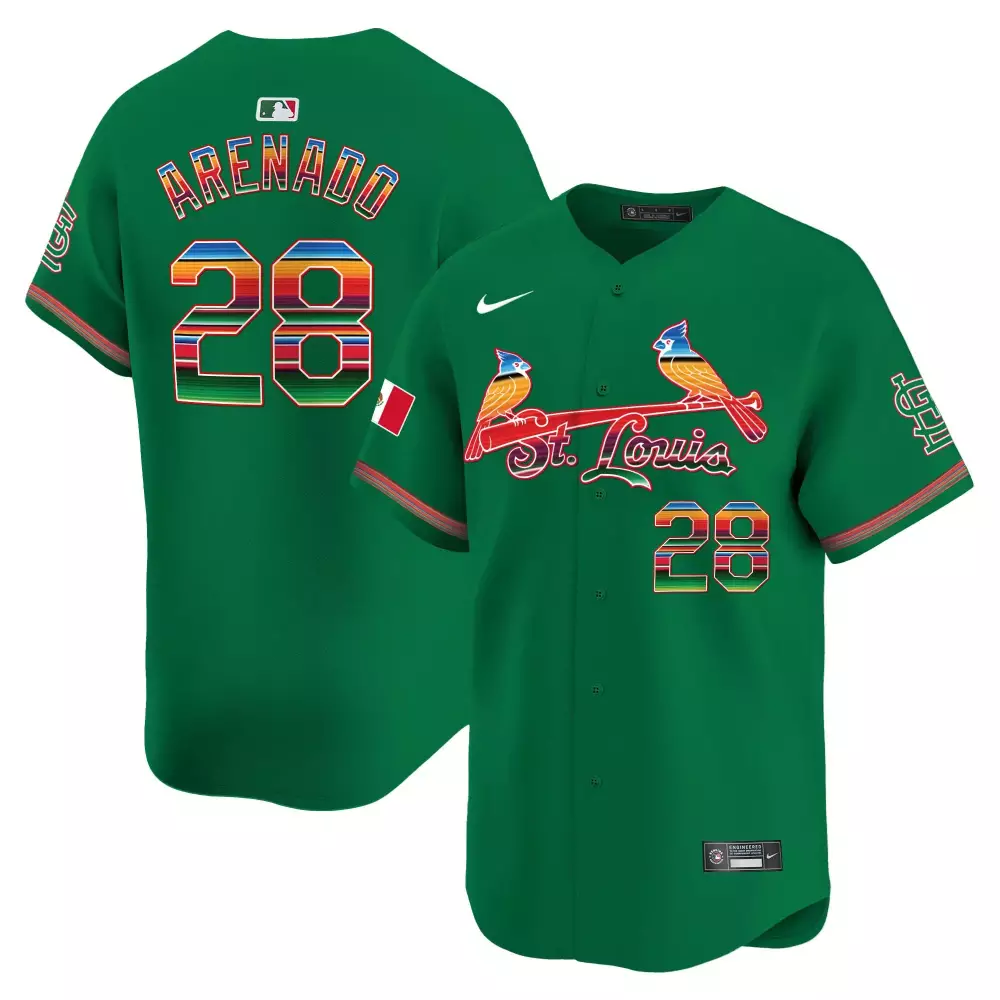 Nolan Arenado 28 Jersey Green St. Louis Cardinals Mexico Flag Men Custom Design Red