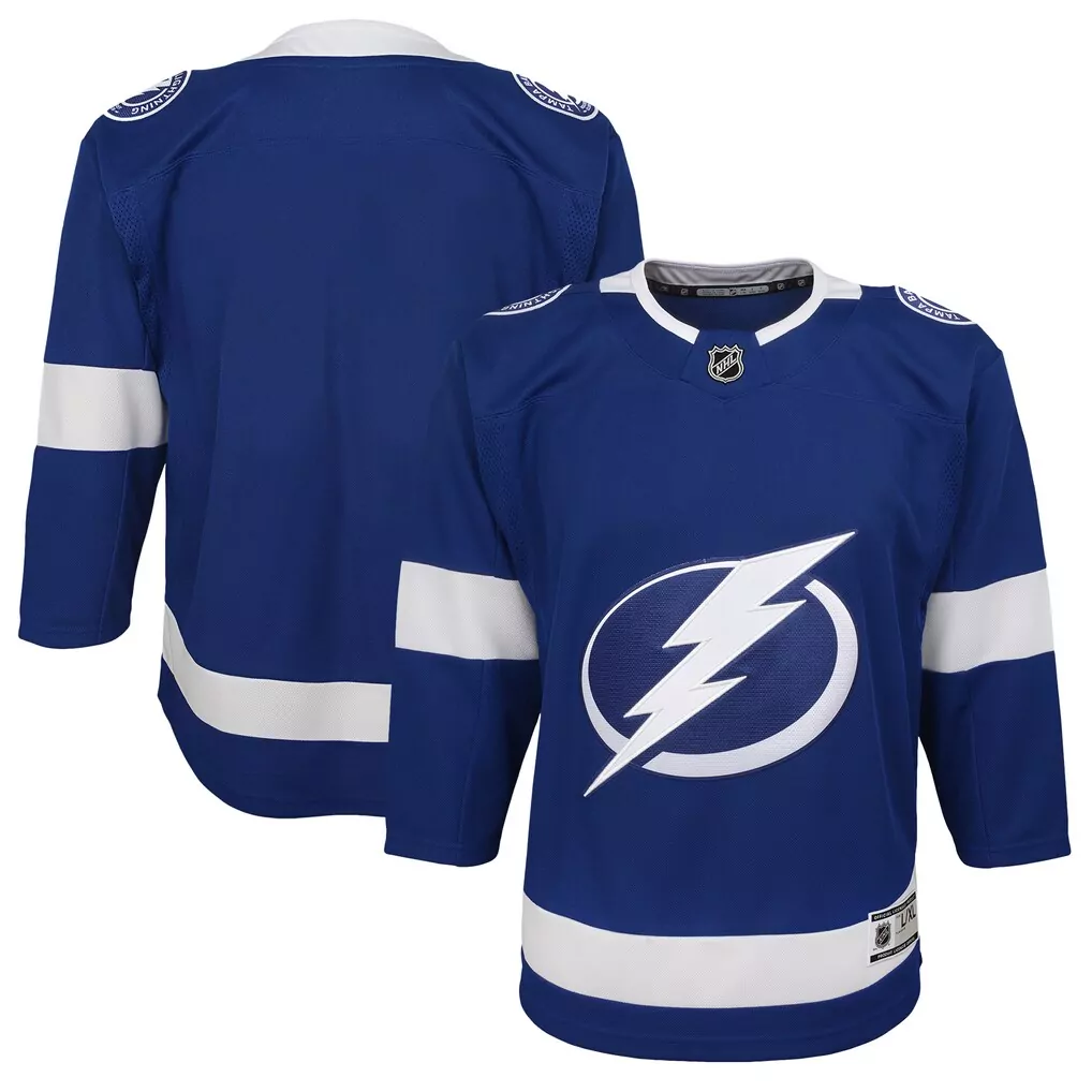 Custom Tampa Bay Lightning Jersey Blue Men Ice White Home Premier