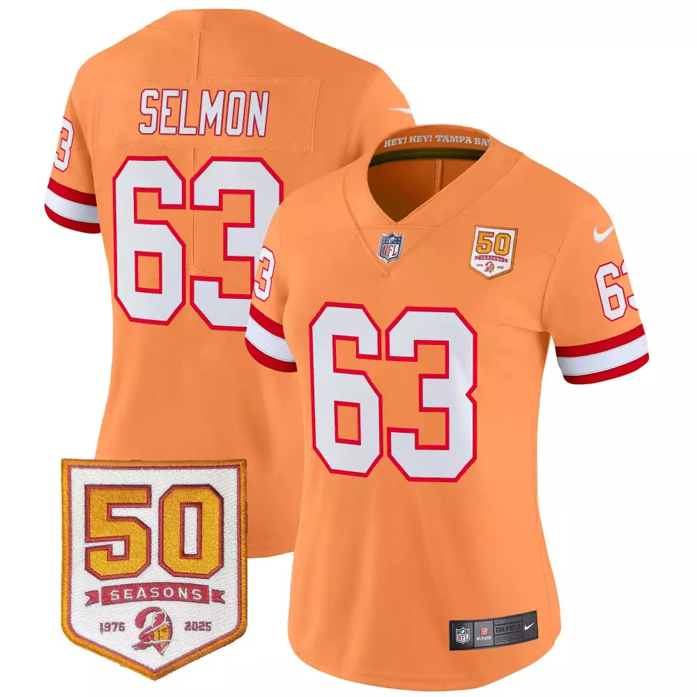 Selmon 63 Tampa Bay Buccaneers Jersey Orange 50 Seasons 1976-2025 Men Player Alternate
