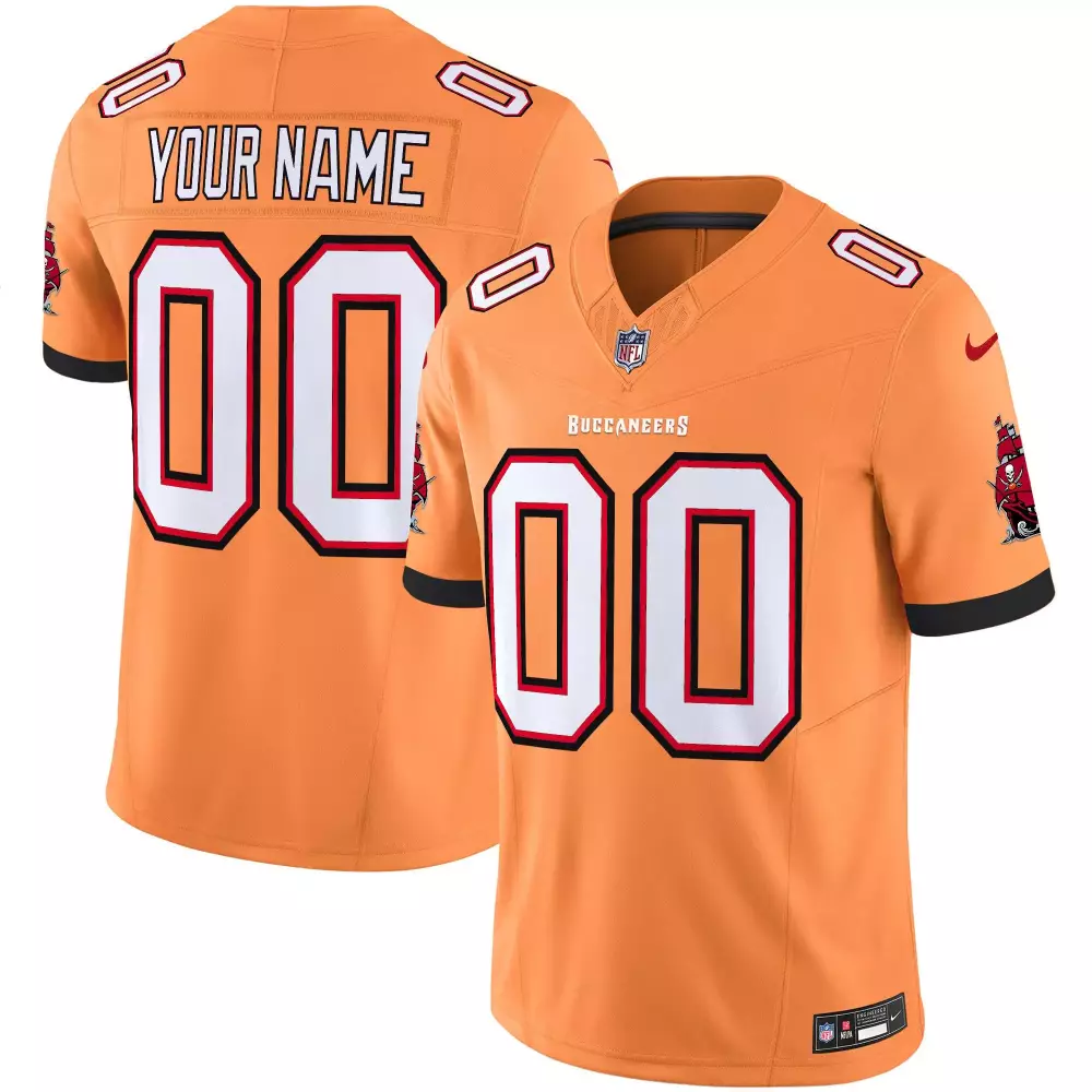 Custom Buccaneers Jersey Orange White Red Black Throwback Vapor Limited v3 All Stitched
