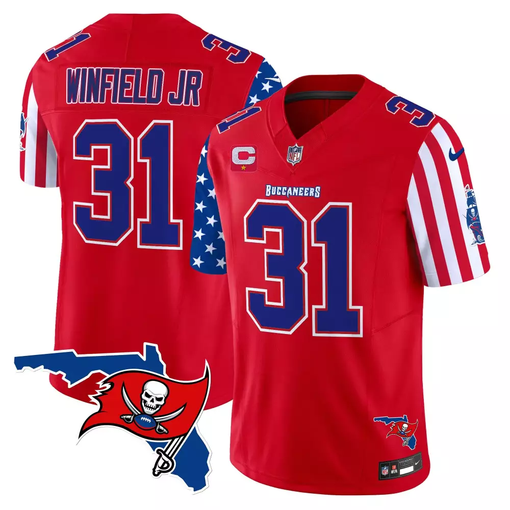 Antoine Winfield 31 Buccaneers Jersey Red Stars And Stripes Men Custom Design Blue