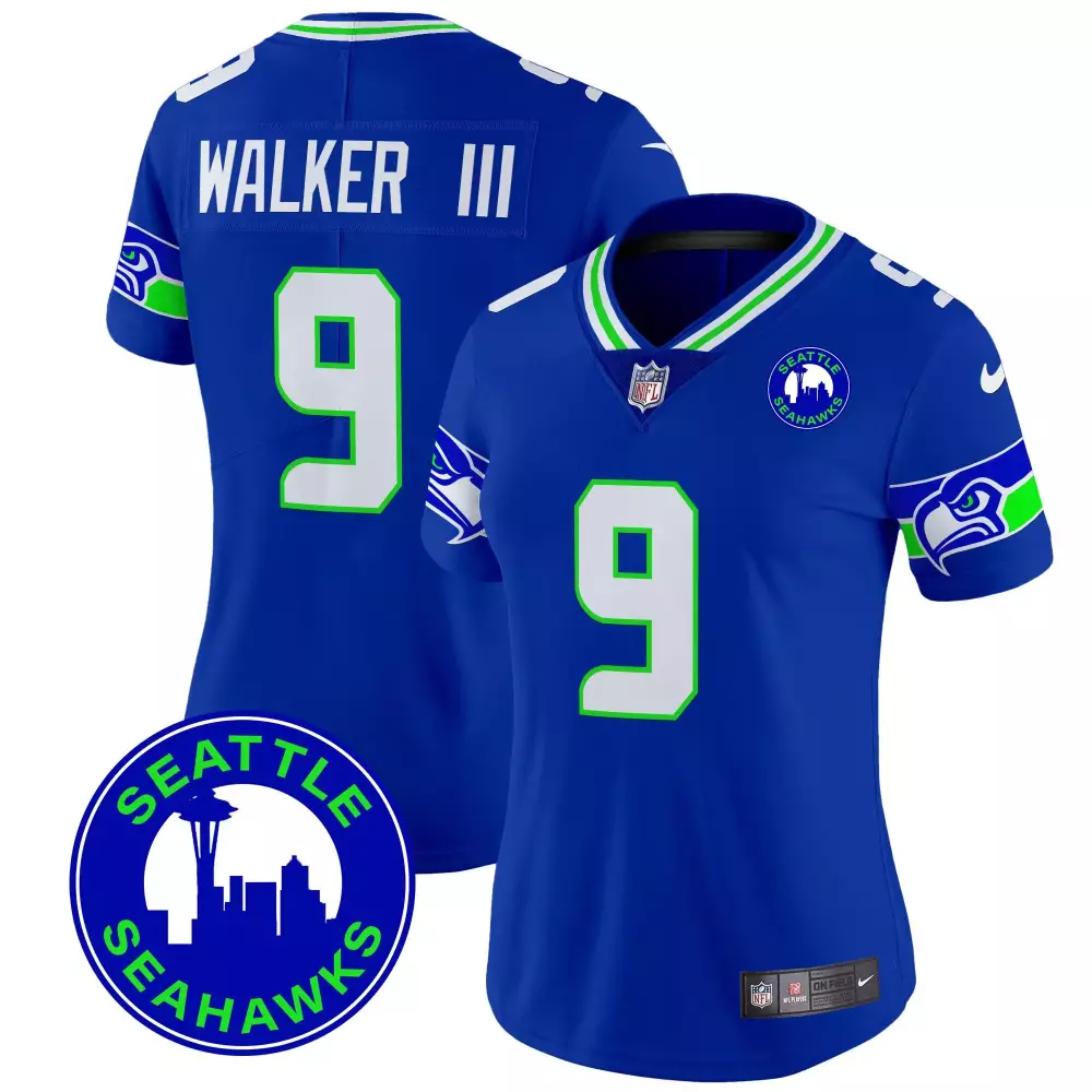 Walker Iii 9 Seattle Seahawks Jersey Blue 2023 Men Replica Green White Vapor Limited