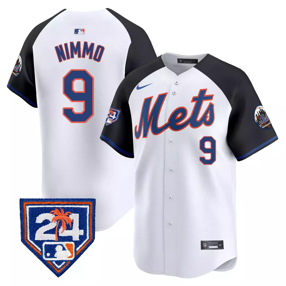 Brandon Nimmo 9 Mets Jersey White Men Alternate Black Orange Blue Vapor Premier Limited