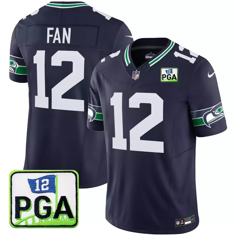 Seattle Seahawks 12 Jersey Navy Pga Men NFL Green White Vapor Limited All Stitched