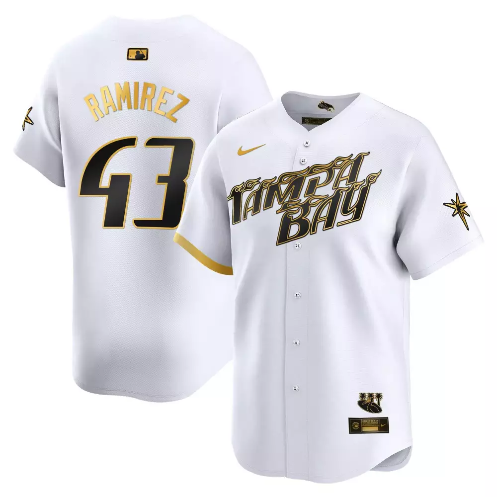 Harold Ramirez 43 Tampa Bay Rays Jersey White City Connect Men Custom Design Black