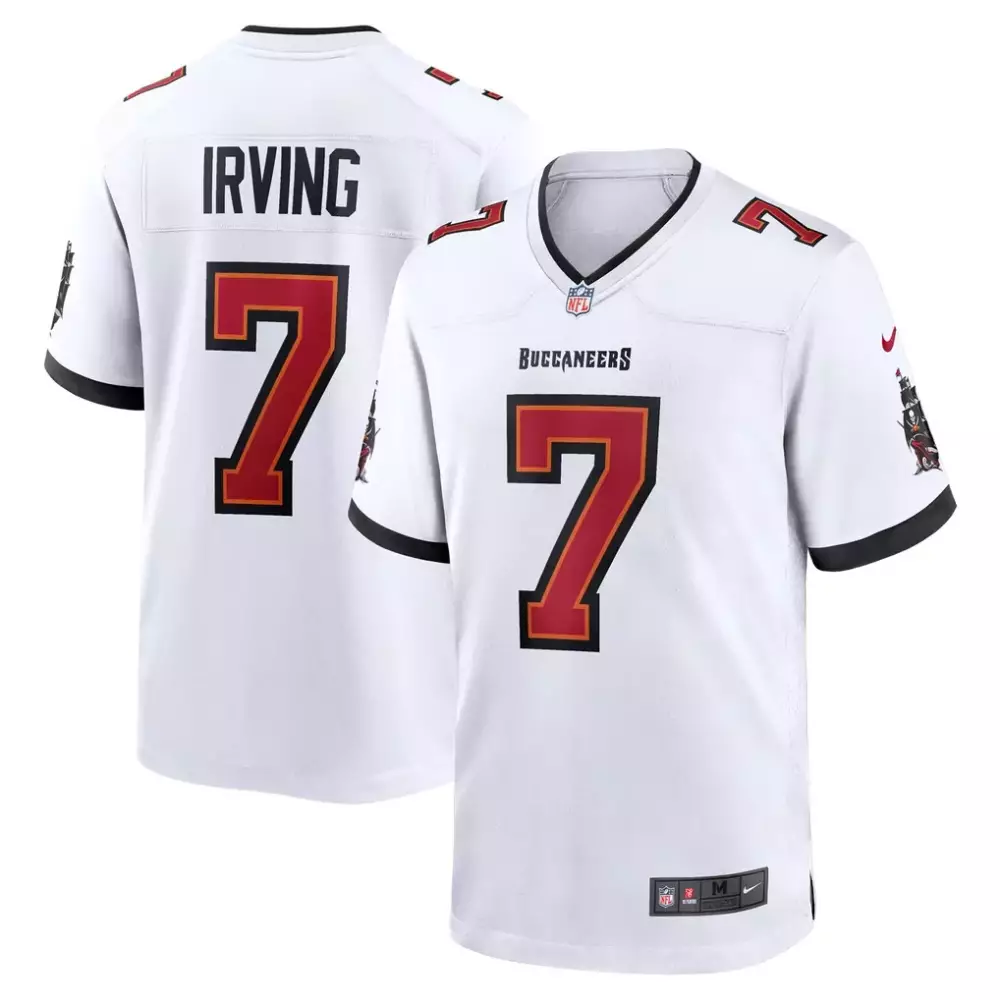 Bucky Irving 7 Buccaneers Jersey White Men Alternate Red Black Game