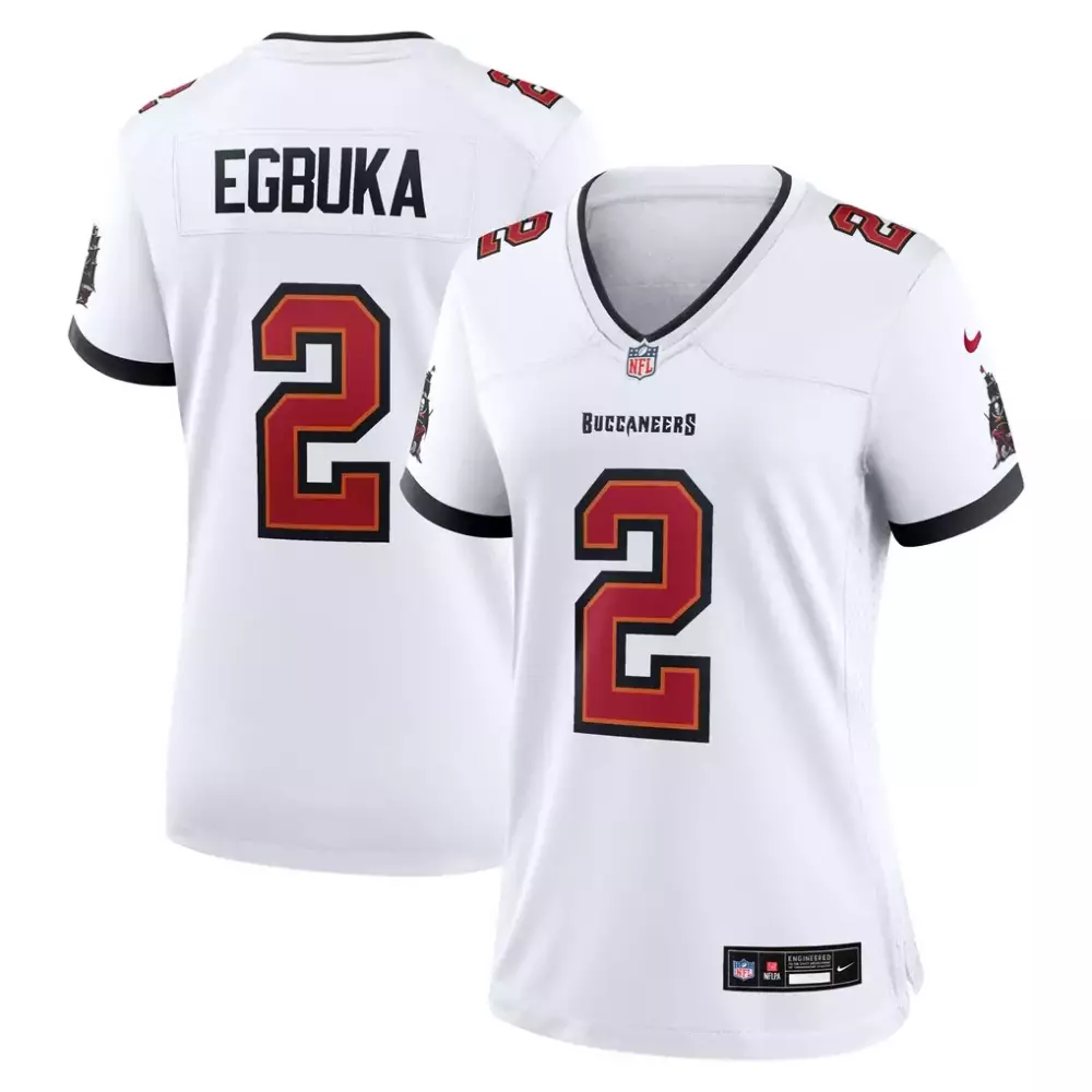 Emeka Egbuka 2 Buccaneers Jersey White Men NFL Red Black Game