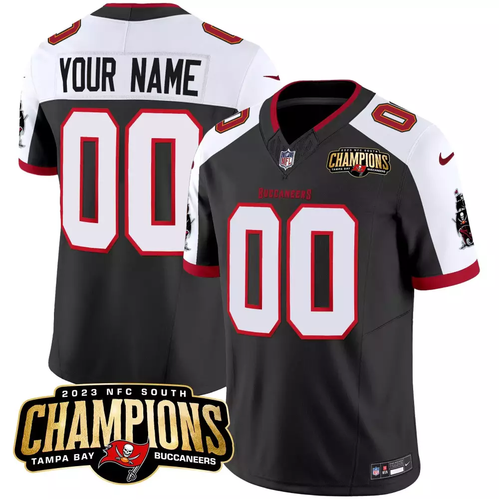 Custom Buccaneers Jersey Gray 2023 NFC South Champions Men Red White Alternate Vapor