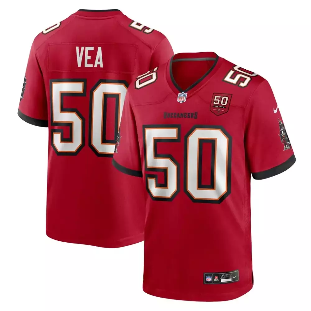 Vita Vea 50 Buccaneers Jersey Red Seasons Men Black White Game
