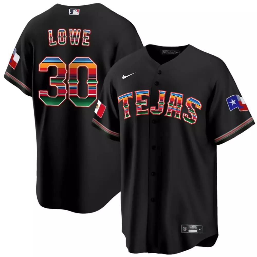 Lowe 30 Tejas Jersey Black City Connect Mexico Flag Texas 2023 Men Alternate Split Design
