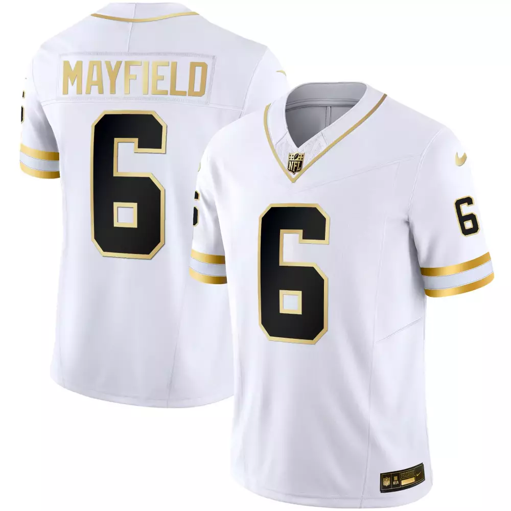 Baker Mayfield 6 Jersey White New Orleans Saints Men NFL Alternate Black Gold Throwback