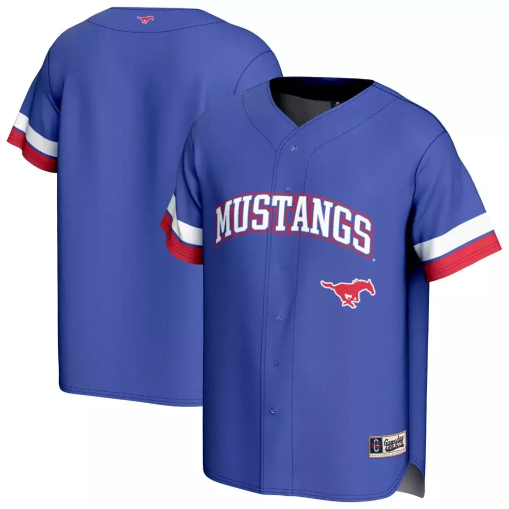 Mustangs Jersey Royal Blue White Red Gameday