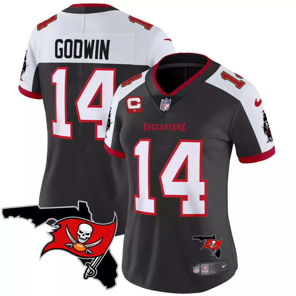Chris Godwin 14 Buccaneers Jersey Gray Women White Red Alternate Vapor Limited All