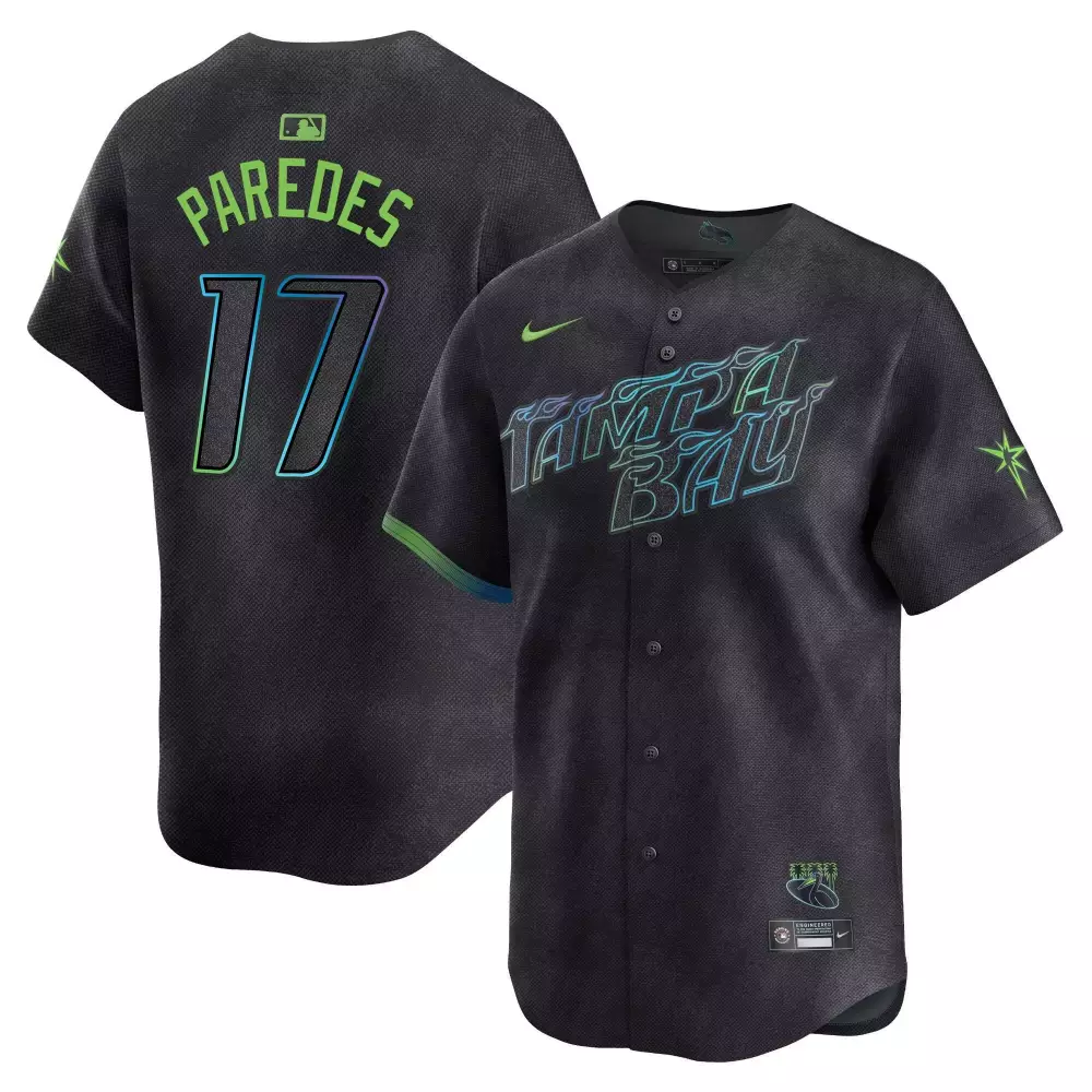 Isaac Paredes 17 Tampa Bay Rays Jersey Black Men Inverted Custom Design Green Blue