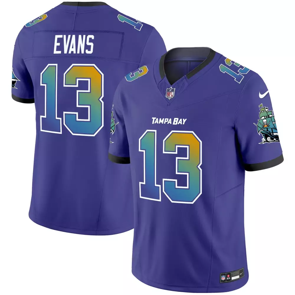 Mike Evans 13 Jersey Purple Tampa Bay Buccaneers Men Black White Vapor Limited All