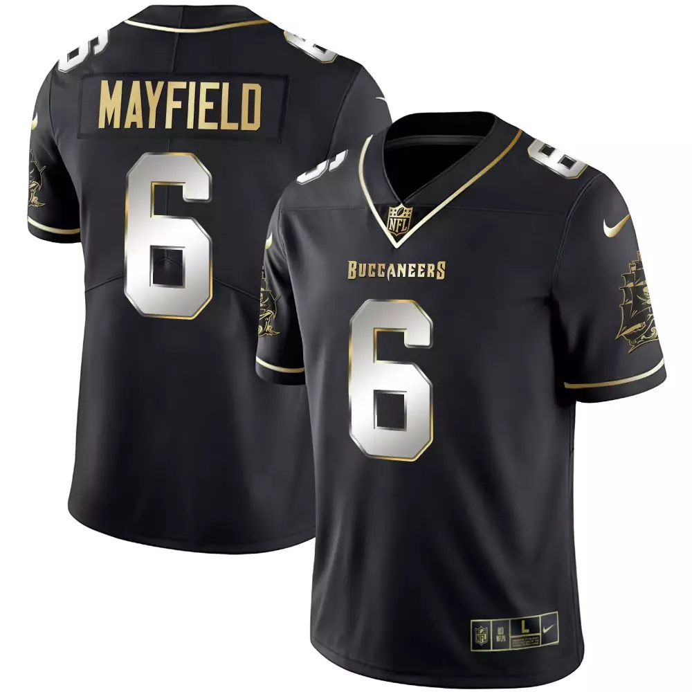Baker Mayfield 6 Buccaneers Jersey Black Men Gold Silver All Stitched Vapor