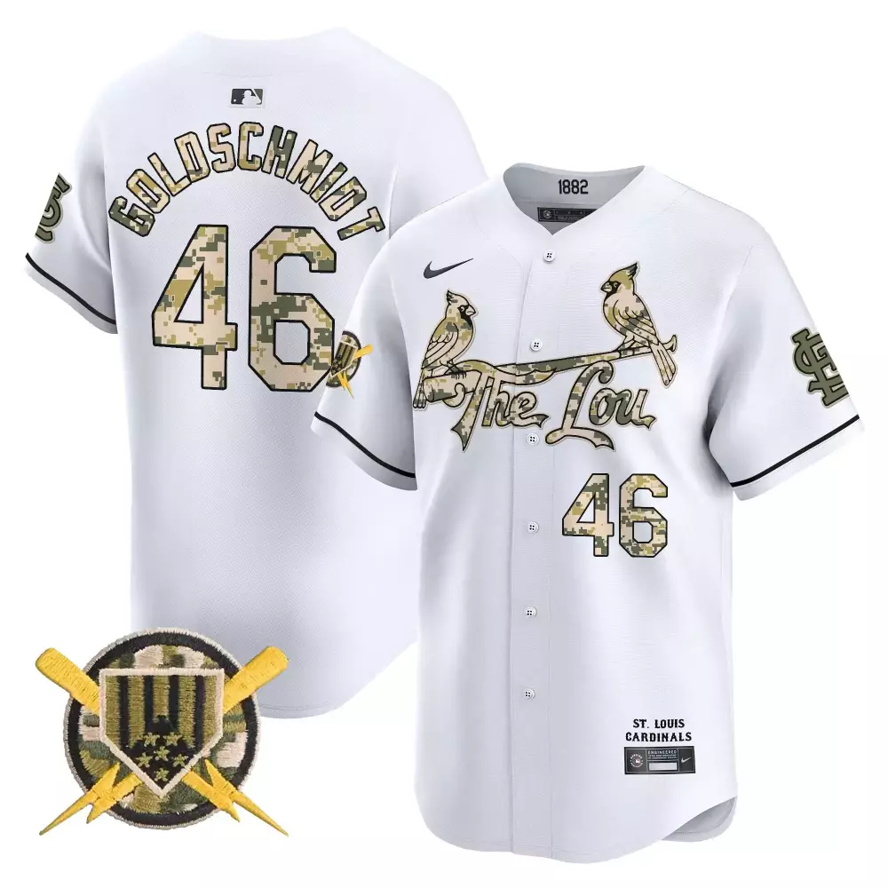 Paul Goldschmidt 46 Jersey White Camo St. Louis Cardinals Baseball Bats Stars Men