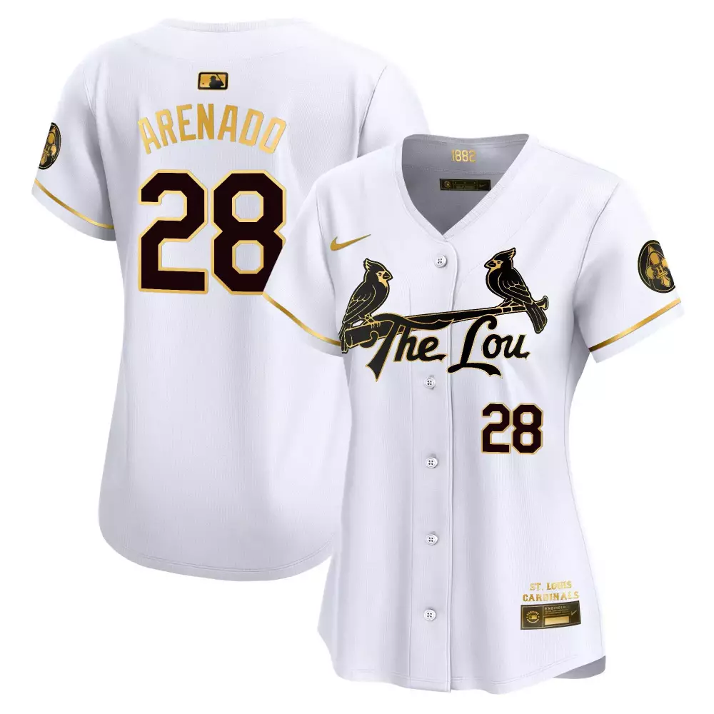 Nolan Arenado 28 Jersey White City Connect St. Louis Cardinals Men Gold Black Vapor