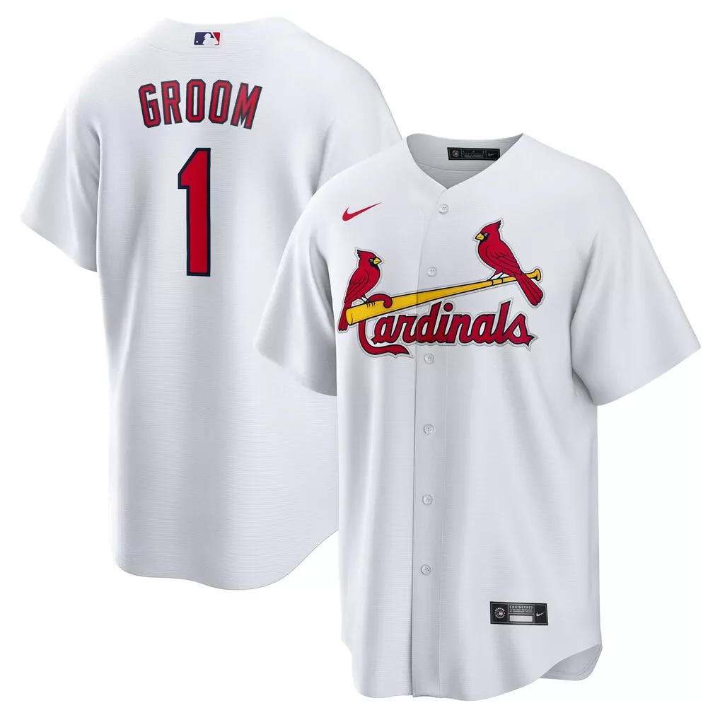 Groom 1 Cardinals Jersey White Men Red Yellow Home Replica