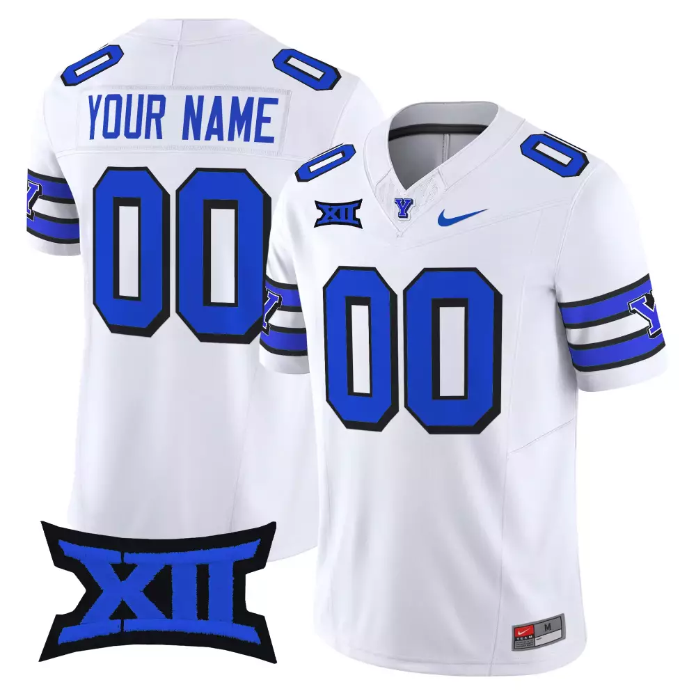 Custom Byu Cougars Jersey White Big Men Royal Blue Black Stitched