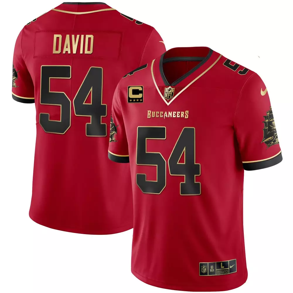 David Walker 54 Buccaneers Jersey Red Men Sleeveless Black Gold All Stitched Vapor