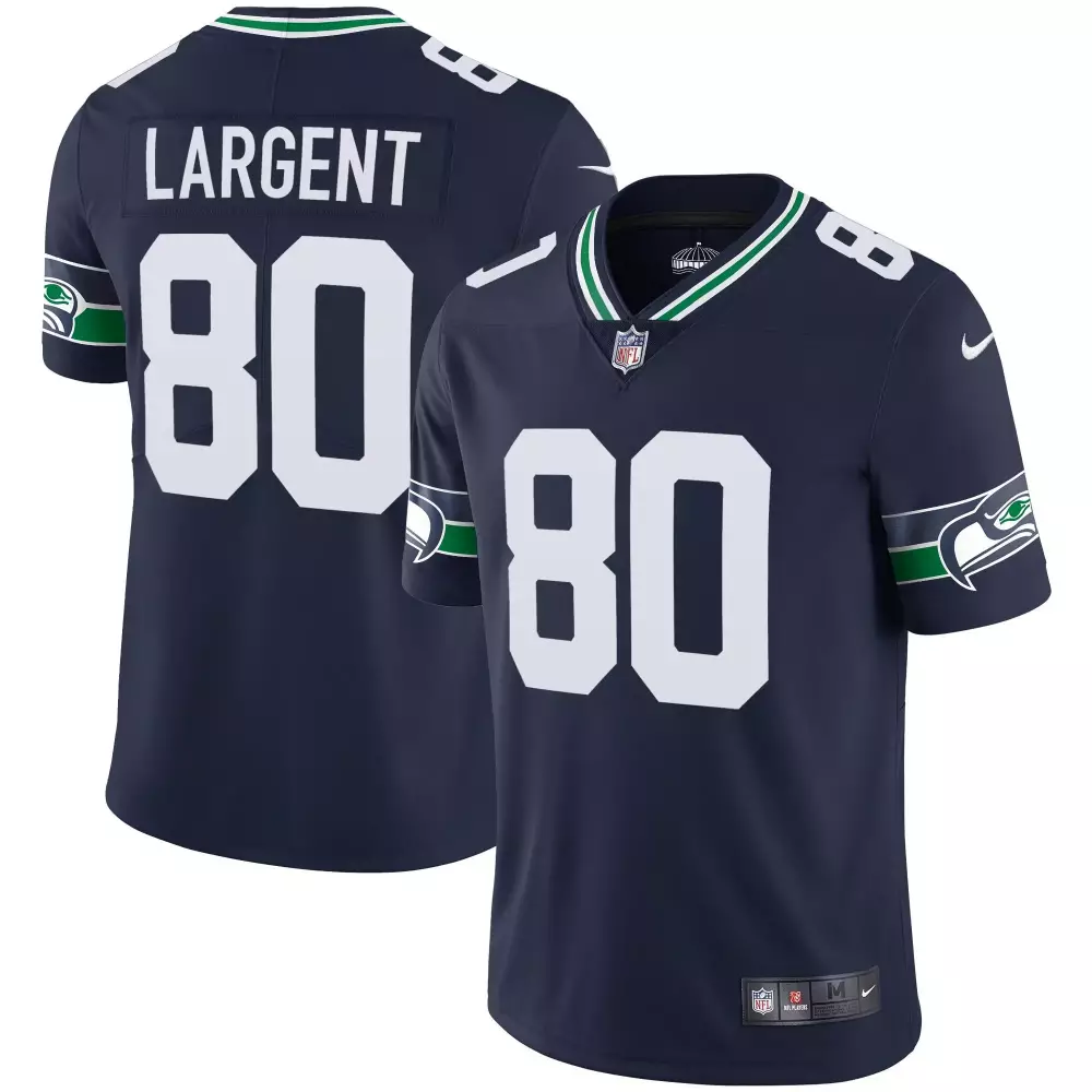 Steve Largent 80 Seattle Seahawks Jersey Navy Blue Men White Green Throwback v2 All