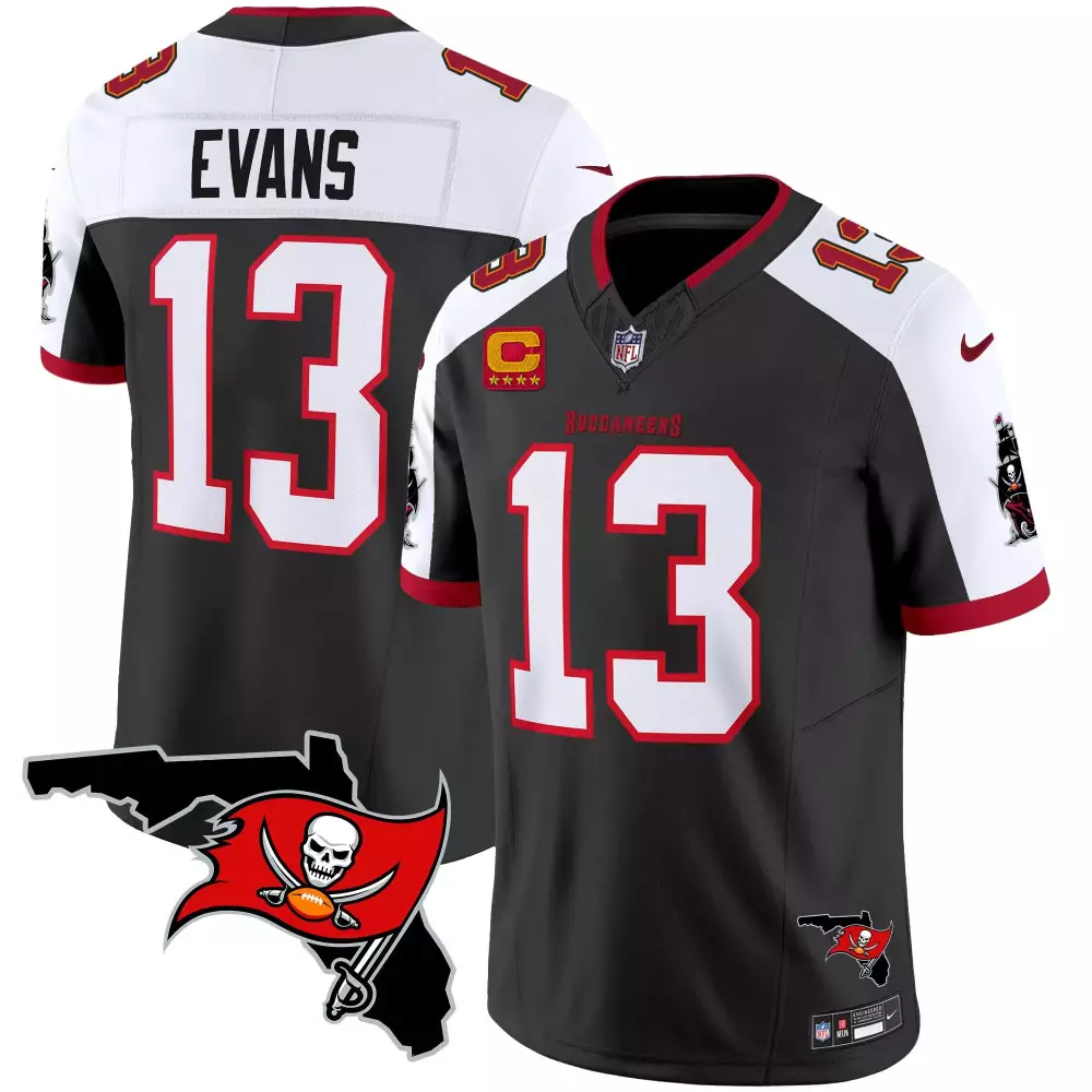 Evans 13 Buccaneers Jersey Black Captain Men White Red Alternate Vapor Limited All