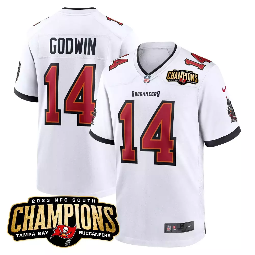 Chris Godwin 14 Buccaneers Jersey White 2023 NFC South Champions Men Replica Red
