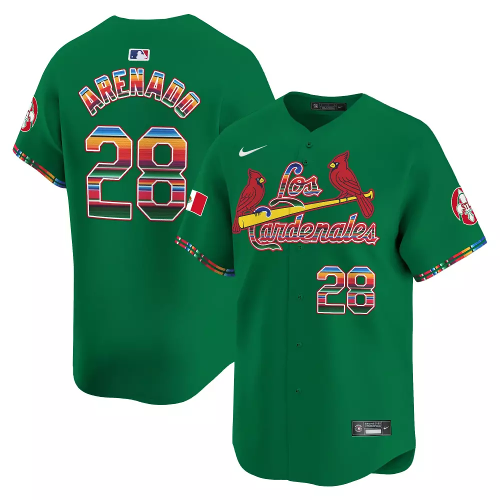 Nolan Arenado 28 Cardinals Jersey Green City Connect Mexico Flag 2023 Men Custom Design