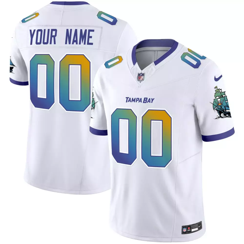Custom Tampa Bay Buccaneers Jersey White Men Purple Blue Green Yellow Vapor Limited