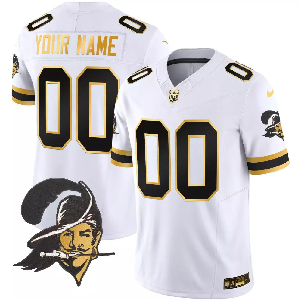 Custom Tampa Bay Buccaneers Jersey White Men Black Gold Throwback Vapor Limited All