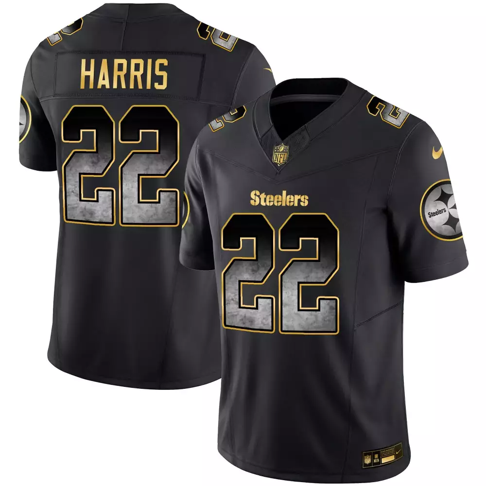 Najee Harris 22 Steelers Jersey Black Men Gold Gray Vapor v3 All Stitched