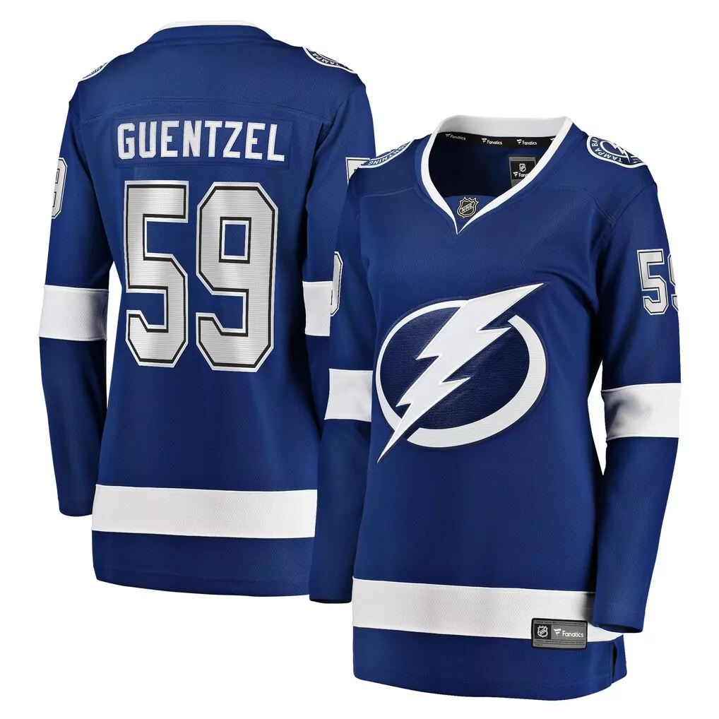 Jake Guentzel 59 Jersey Blue Tampa Bay Lightning Men Replica White Silver Home Premier