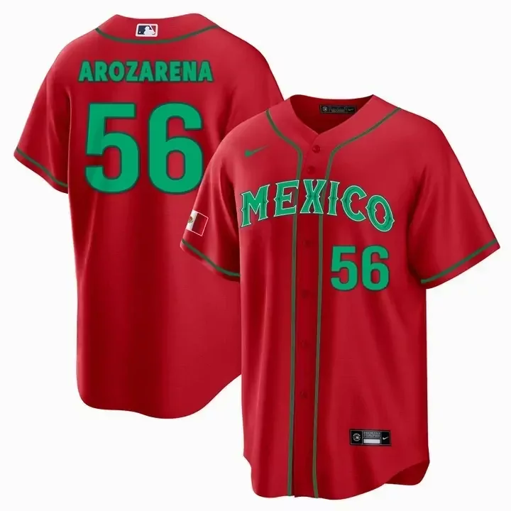 Randy Arozarena 56 Mexico Jersey Red Men Green Collection All Stitched