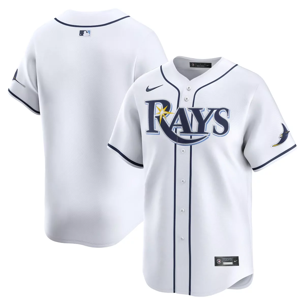 Tampa Bay Rays Jersey White Men Navy Blue Light Yellow Home Limited