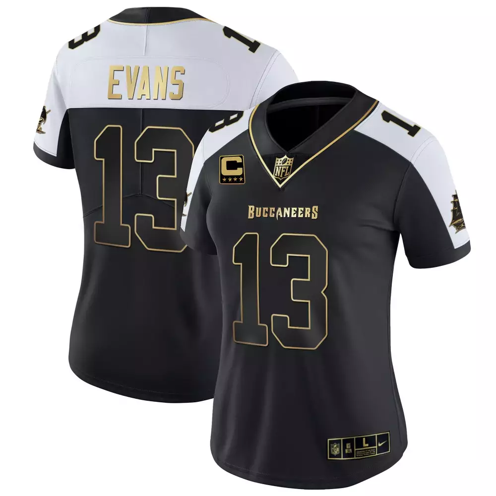 Mike Evans 13 Buccaneers Jersey Black Women Standard Alternate White Gold Vapor All