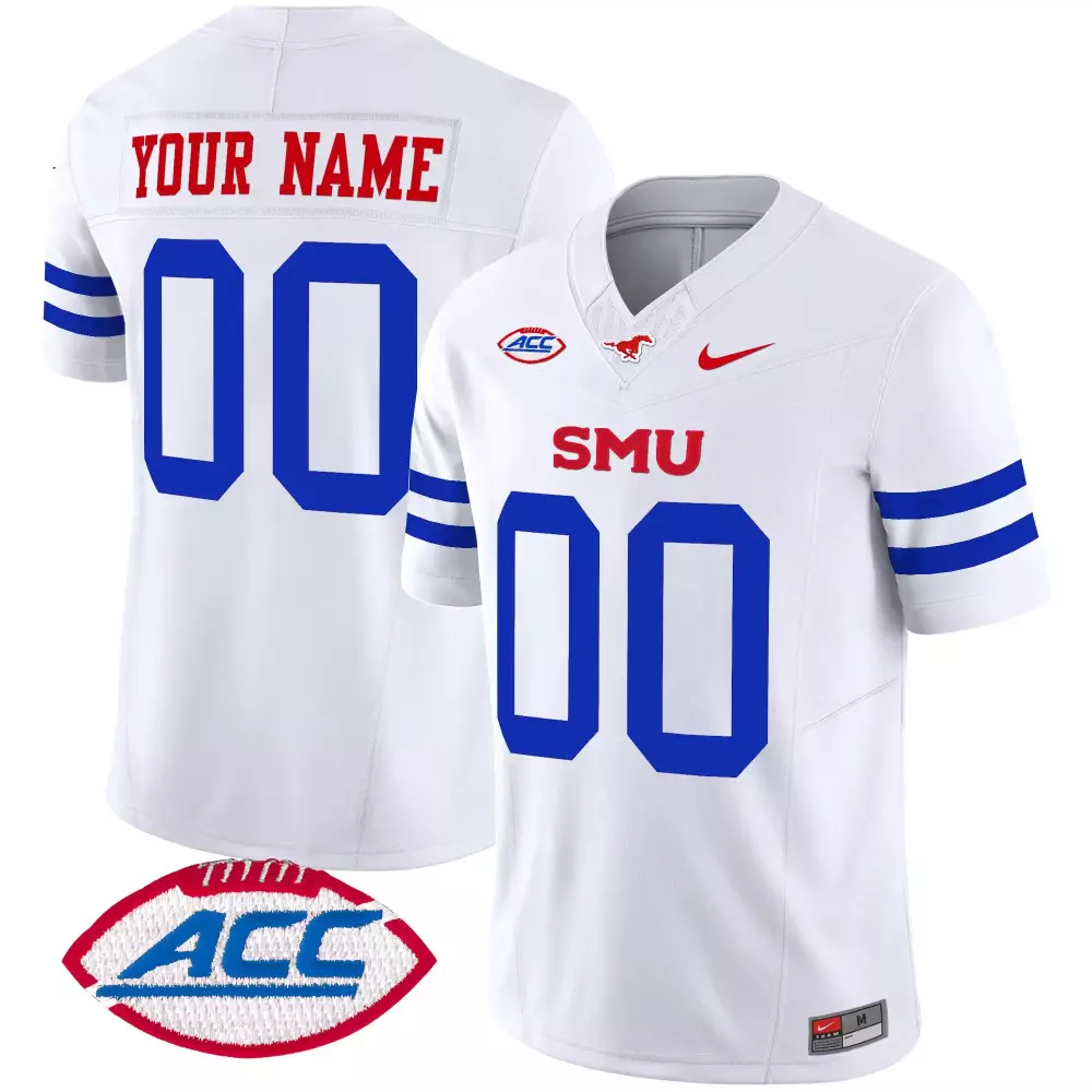 Custom Smu Jersey White Blue Red Stitched