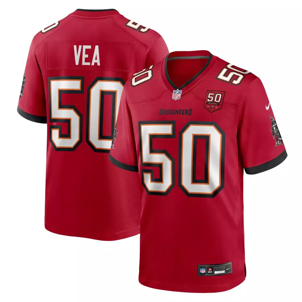 Vita Vea 50 Buccaneers Jersey Red Seasons Men Replica White Orange All Stitched Vapor