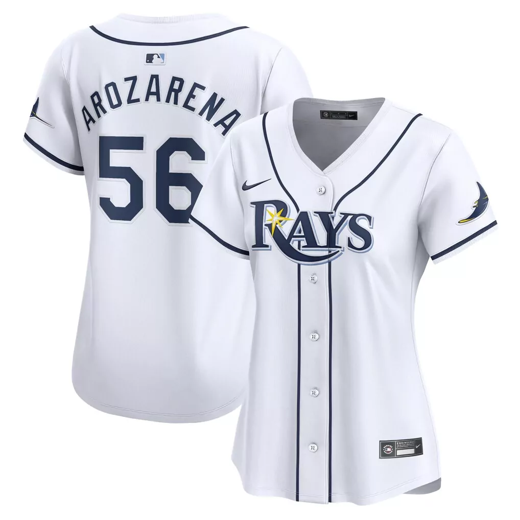 Randy Arozarena 56 Tampa Bay Rays Jersey White Women Navy Blue Home Limited