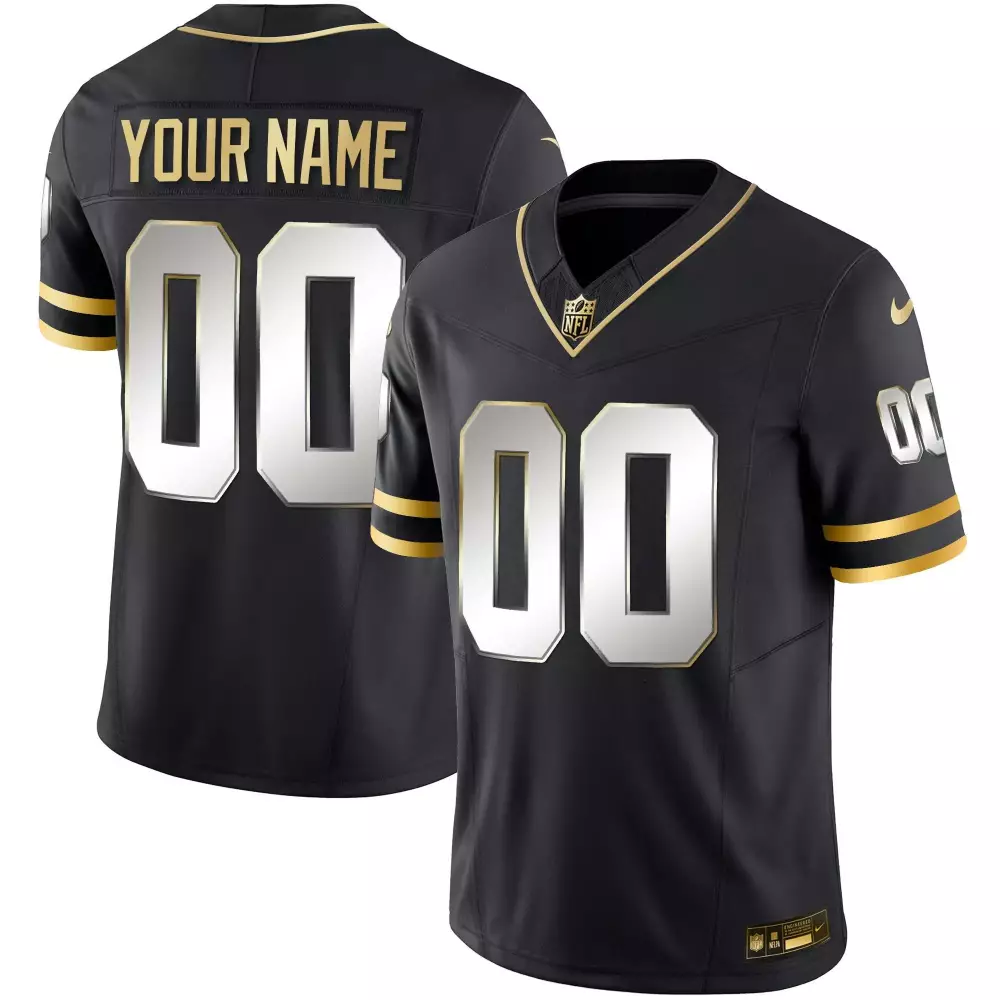 Custom Jersey Black Gold White Limited Throwback All Stitched