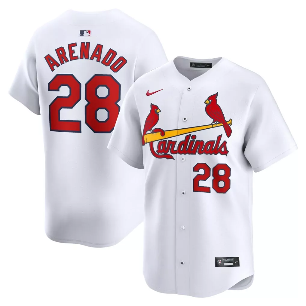 Nolan Arenado 28 Cardinals Jersey White Nike Men Red Yellow Home Limited