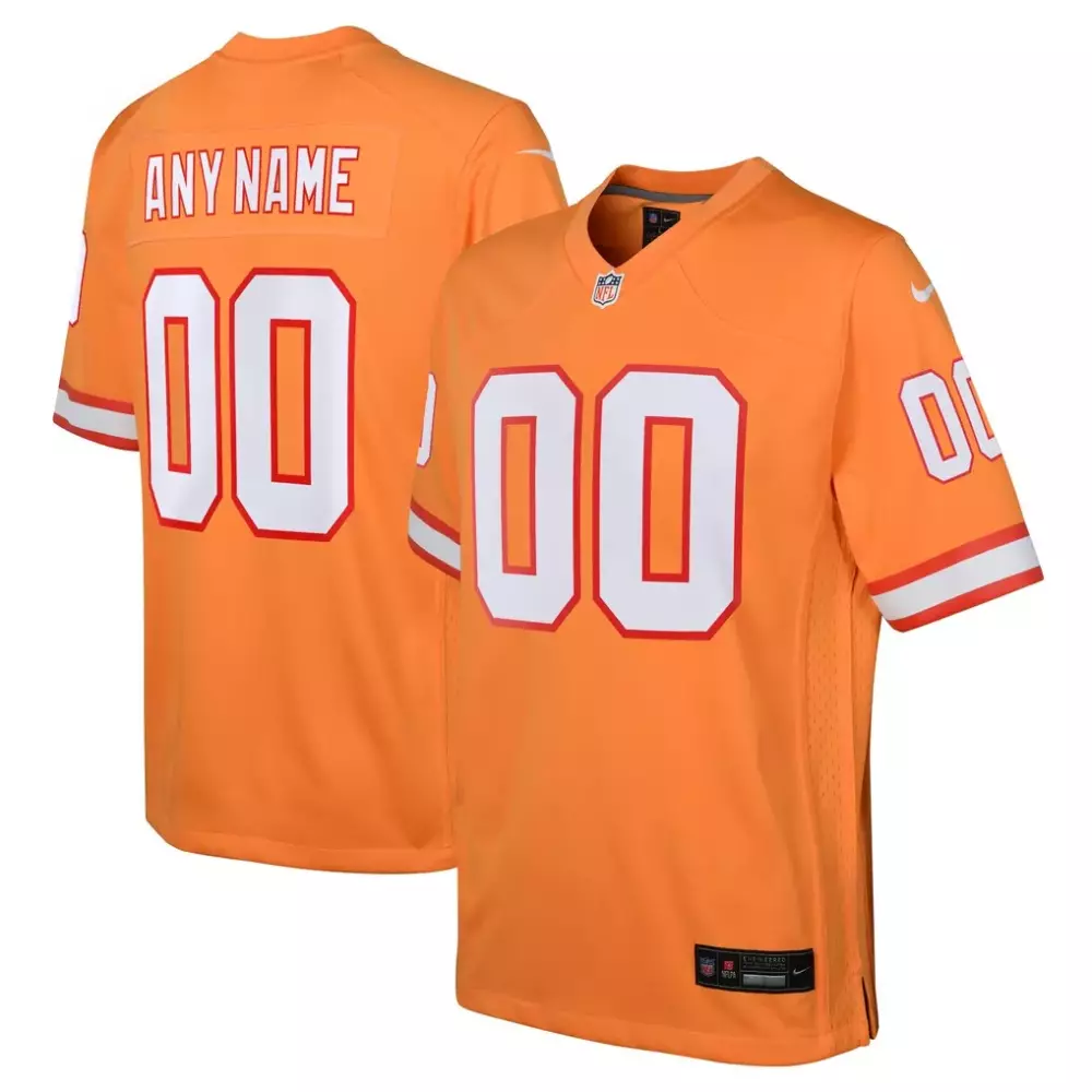 Buccaneers Jersey Orange Men Replica White Red Custom Throwback Game