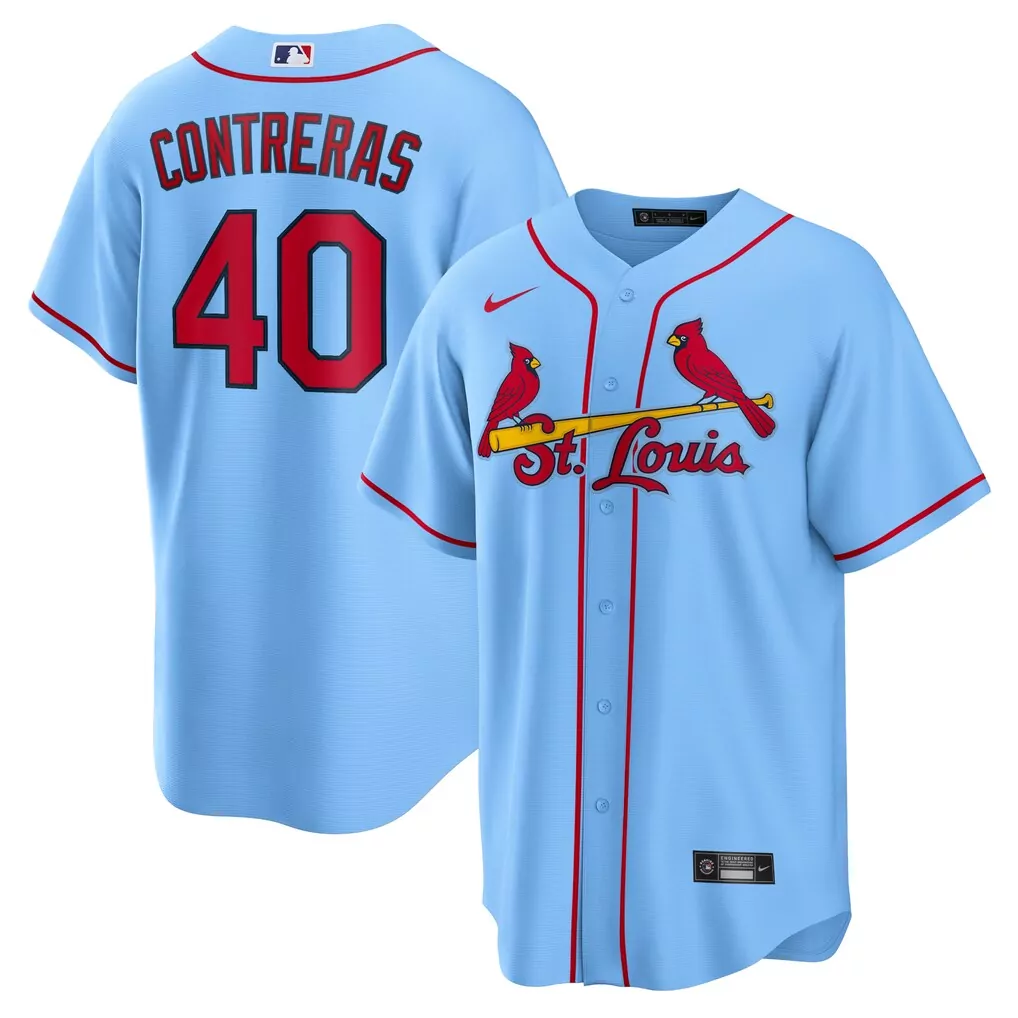 Willson Contreras 40 Jersey Light Blue St. Louis Cardinals Men Red Alternate Replica