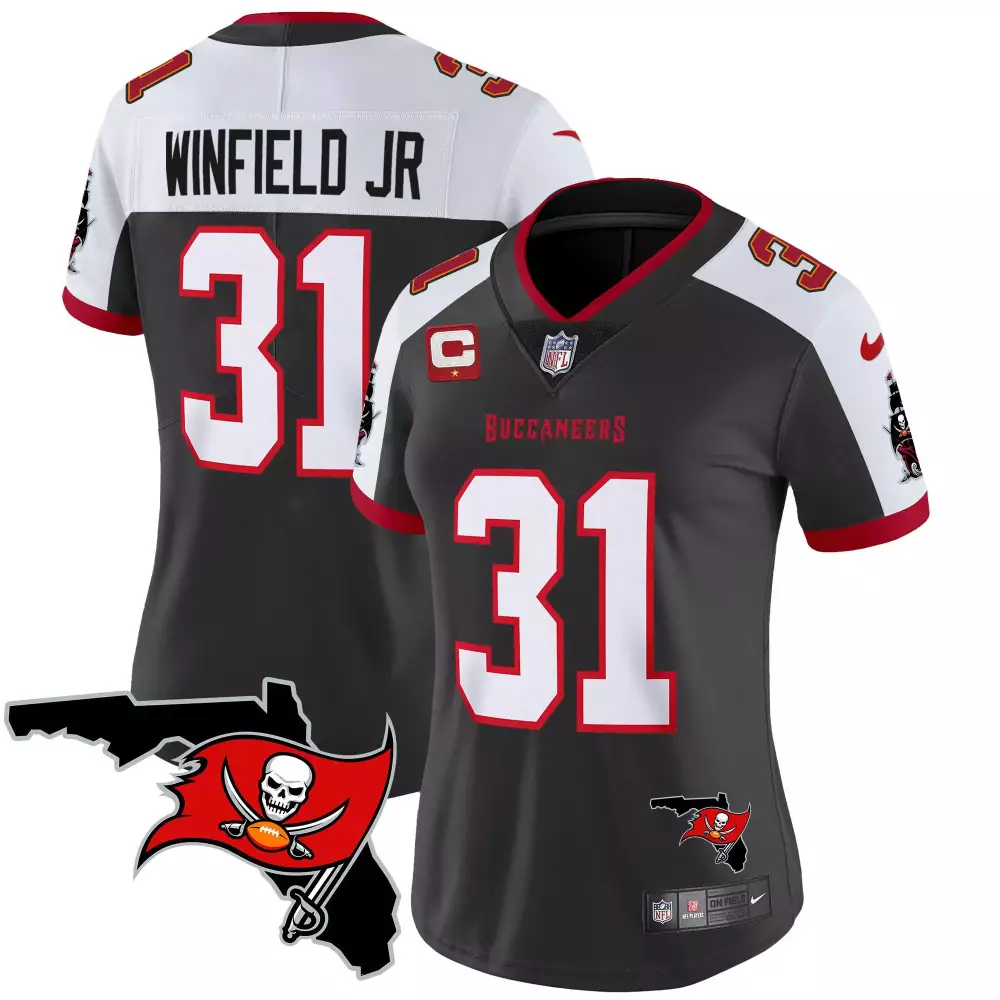 Antoine Winfield Jr. 31 Jersey Dark Gray Buccaneers Women Replica White Red Alternate
