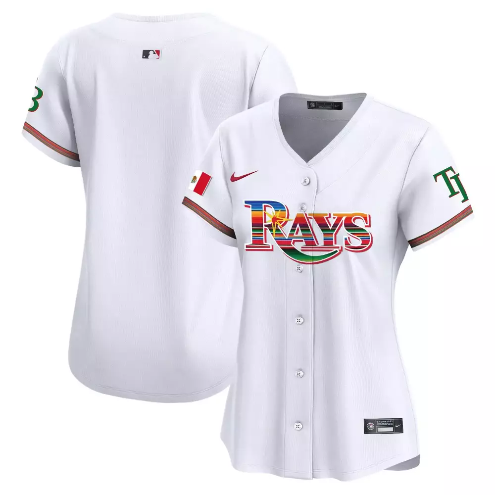 Custom Rays Jersey White Hispanic Heritage Mexico Flag 2023 Alternate Split Design