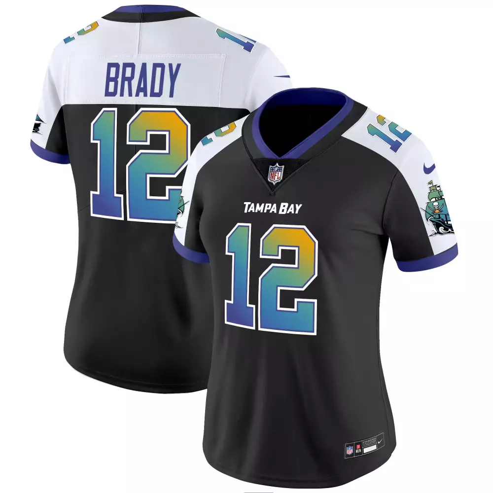Tom Brady 12 Tampa Bay Buccaneers Jersey Black Women Player Alternate Split Design