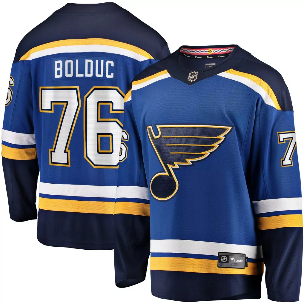 Zack Bolduc 76 St. Louis Blues Jersey Royal Blue Men Replica White Yellow Navy Home