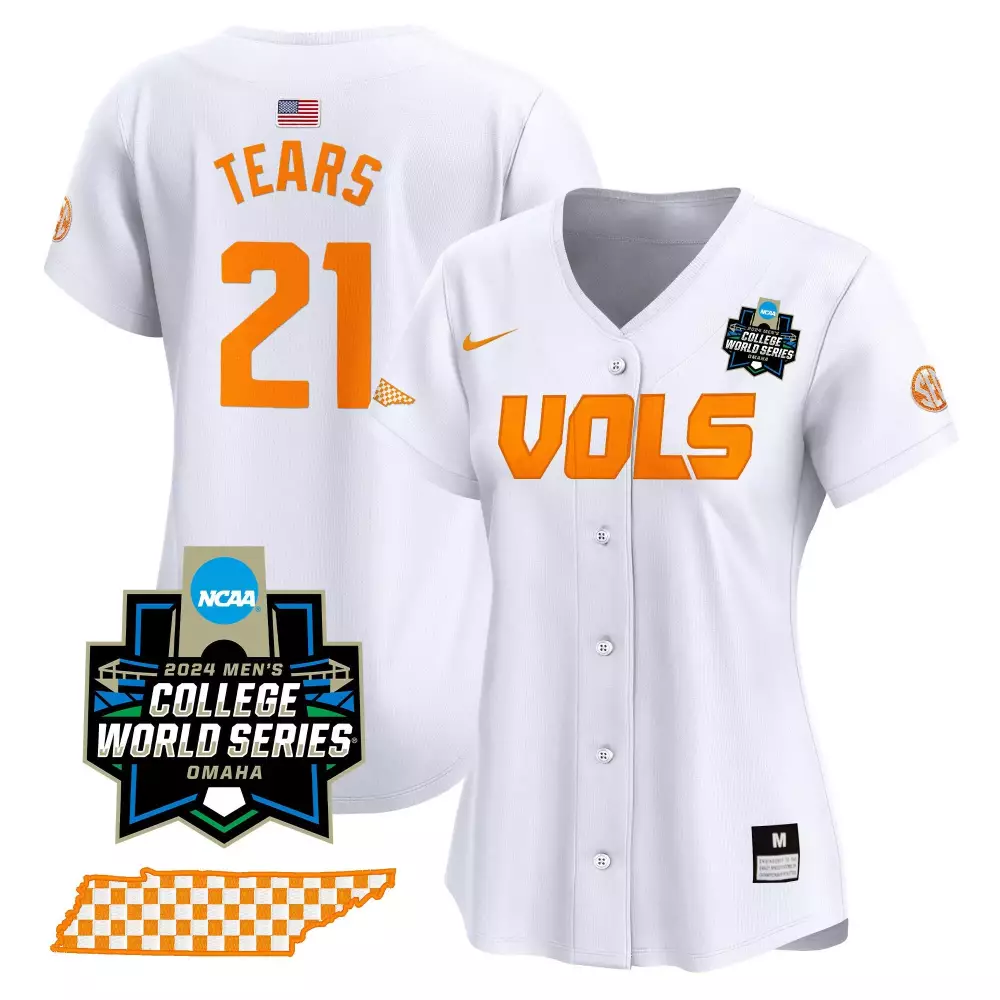 Kavares Tears 21 Jersey White College World Series Tennessee Volunteers 2024 Men