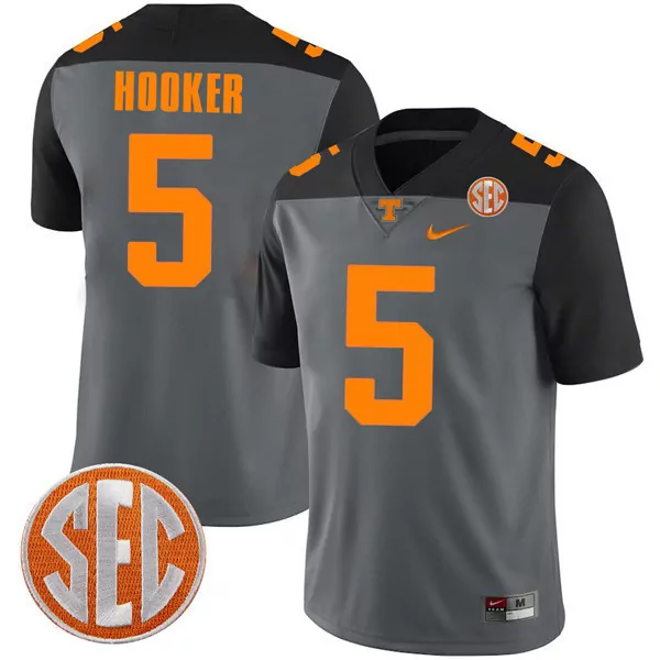 Hooker Volunteers 5 Jersey Grey Tennessee Men Split Design Orange Black Stitched