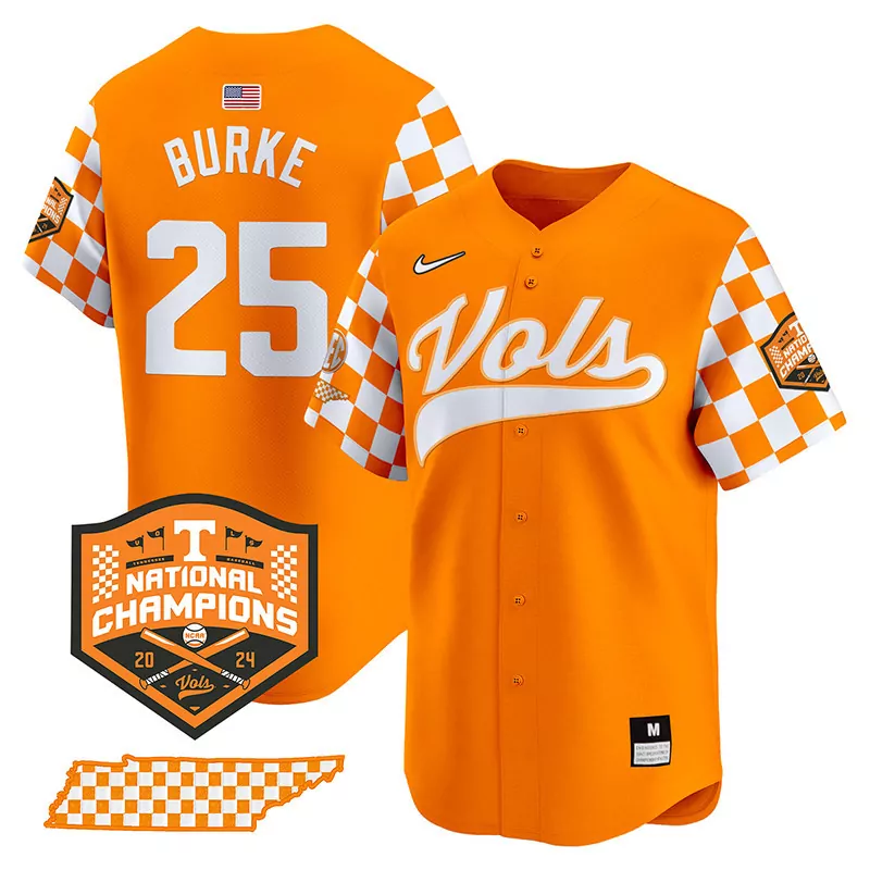 Blake Burke 25 Jersey Orange National Champions Tennessee Volunteers 2024 State Outline